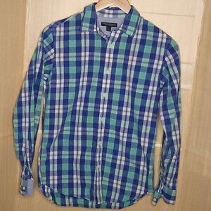 Banana Republic Mint Green Blue Plaid Button Down Small